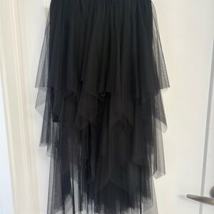 Elegant Black Layered Midi Skirt